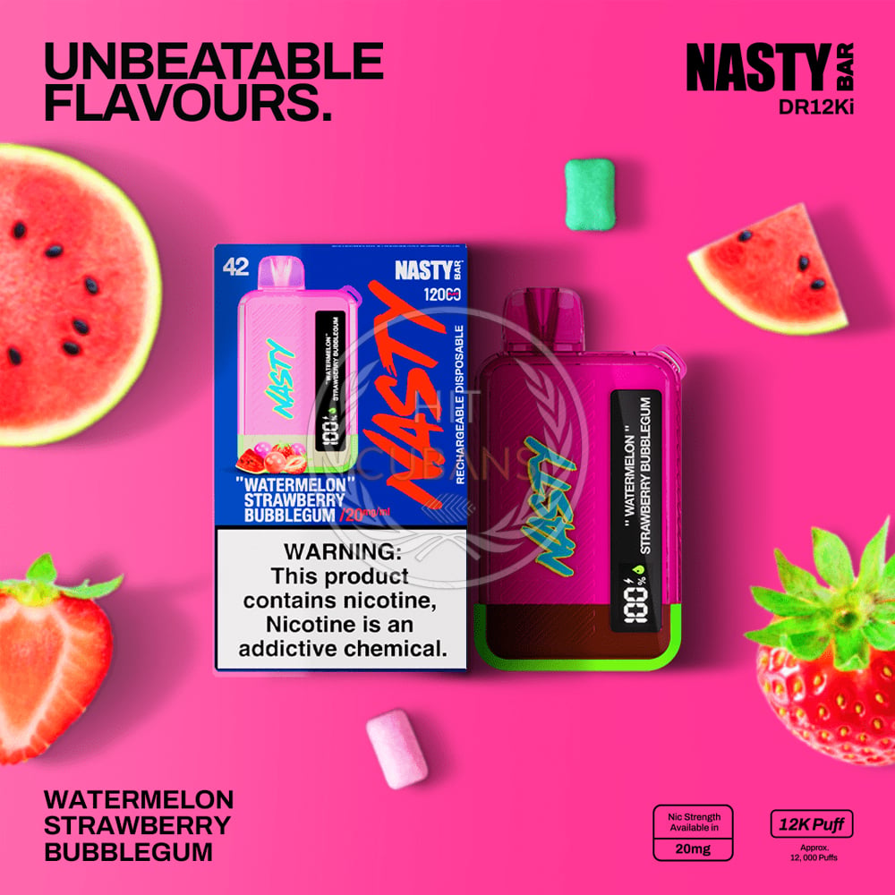 NASTY Bar DR12Ki Watermelon Strawberry Bubblegum 1 NASTY Bar DR12Ki Watermelon Strawberry Bubblegum